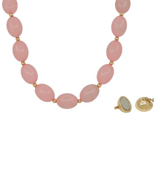 25mm Oval Shape Resin Beaded Magnetic Closure Necklace