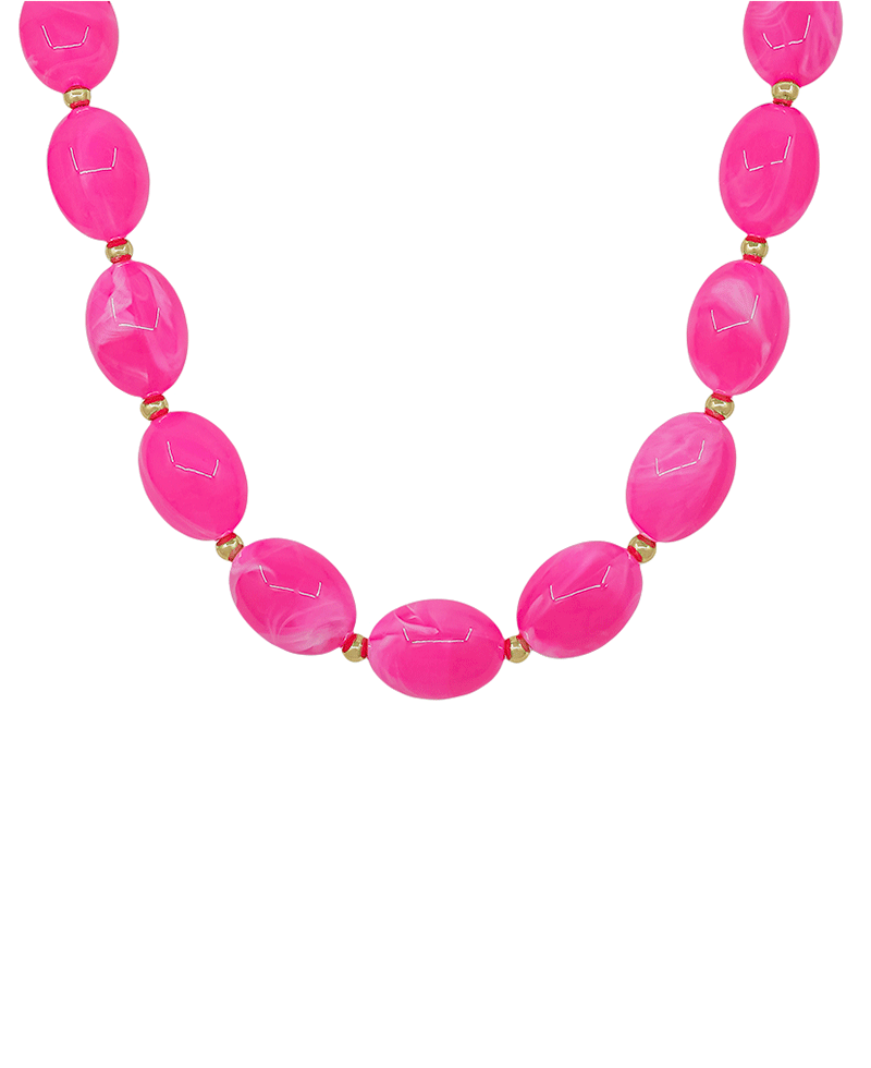 25mm Oval Shape Resin Beaded Magnetic Closure Necklace
