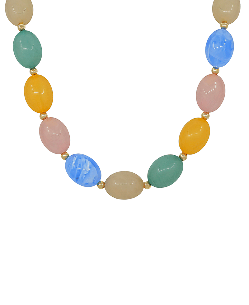 25mm Oval Shape Resin Beaded Magnetic Closure Necklace