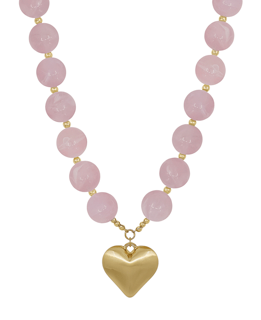 20mm Resin Ball w/ Satin Heart Magnetic Closure Necklace