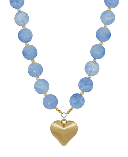 20mm Resin Ball w/ Satin Heart Magnetic Closure Necklace