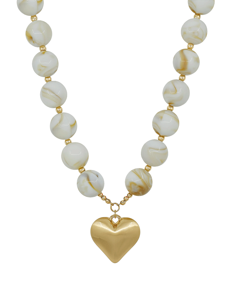 20mm Resin Ball w/ Satin Heart Magnetic Closure Necklace