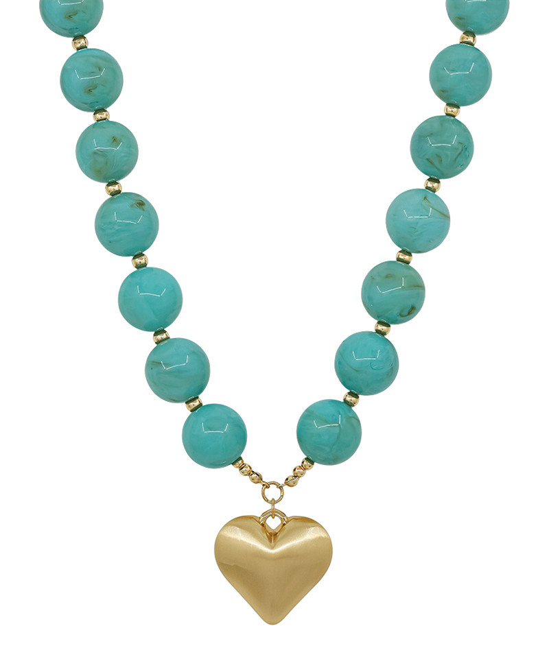20mm Resin Ball w/ Satin Heart Magnetic Closure Necklace