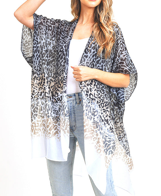 Multi Color Layed Leopard Kimono