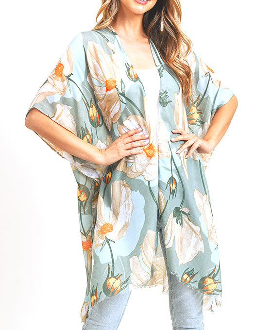 Big Flower Print Kimono