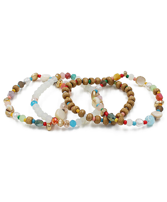 Wood & Glass Multi Strand Bracelet