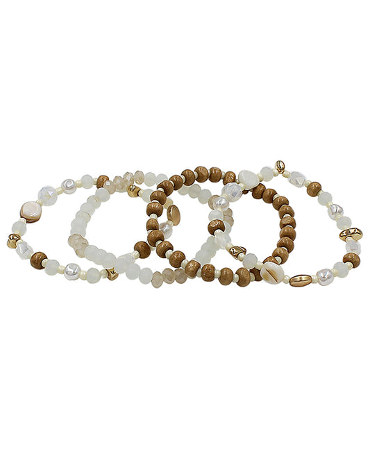 Wood & Glass Multi Strand Bracelet