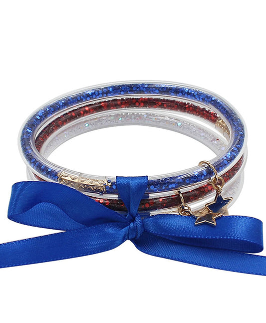 Sequin Tube Jelly w/ Star Charm Set Bracelet