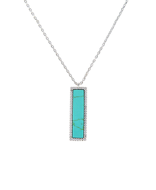 CZ Rectangle Stone Necklace