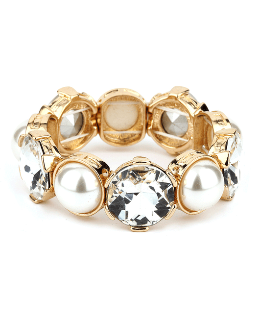 Rhinestone & Pearl Link Bracelet