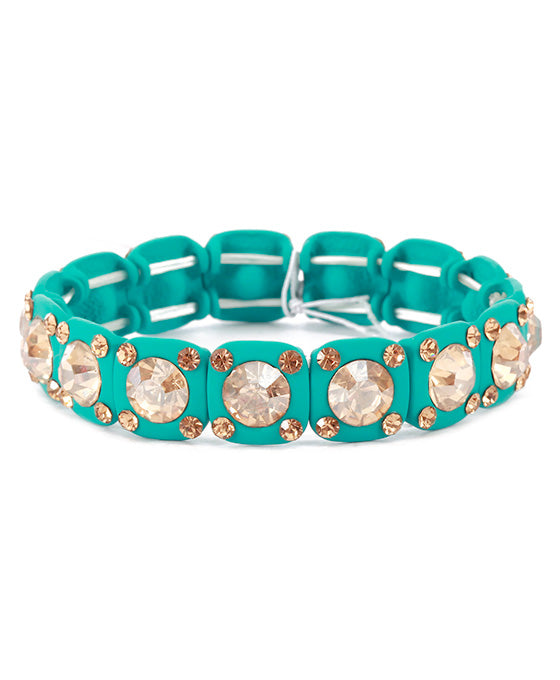 Metal Rhinestone Color Coating Elastic Bracelet