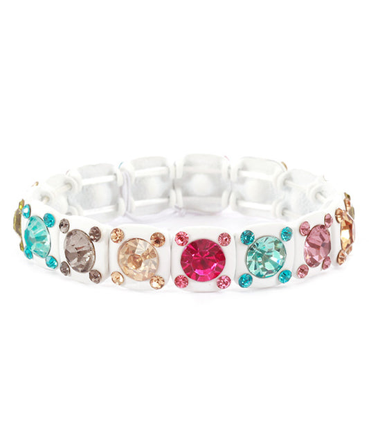 Metal Rhinestone Color Coating Elastic Bracelet