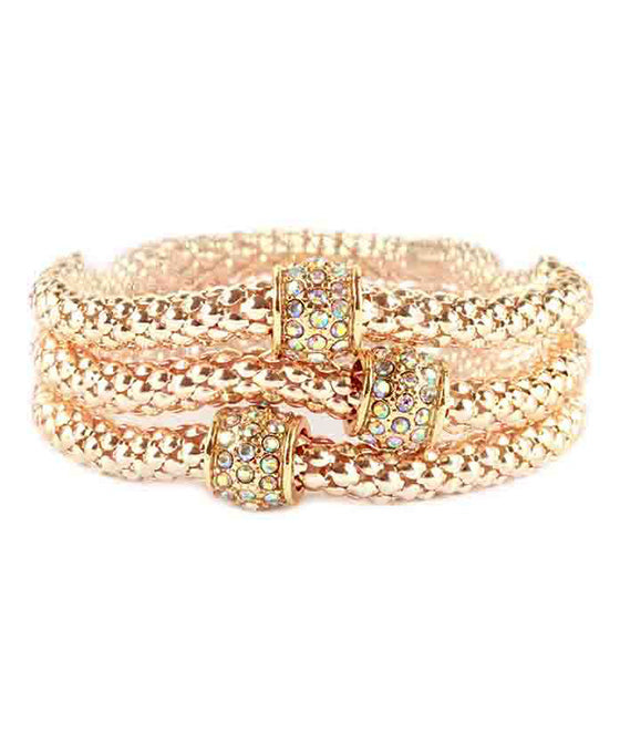 Metal Rhinestone Caviar Aluminum Coating Bracelet