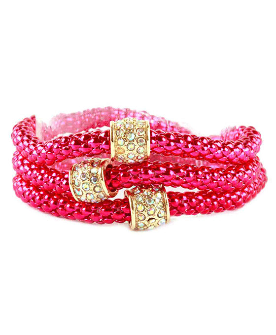 Metal Pave Aluminum Coating Elastic Bracelet