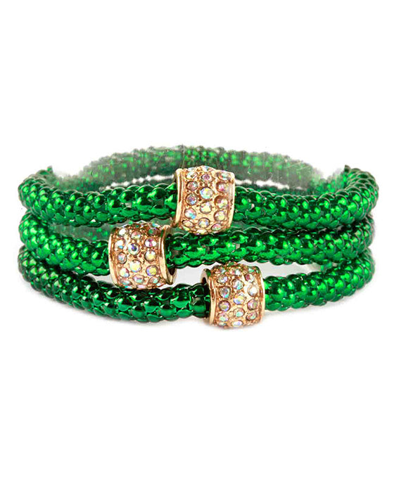 Metal Pave Aluminum Coating Elastic Bracelet