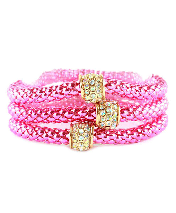 Metal Pave Aluminum Coating Elastic Bracelet