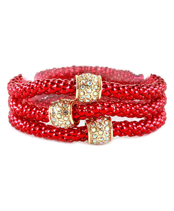 Metal Pave Aluminum Coating Elastic Bracelet
