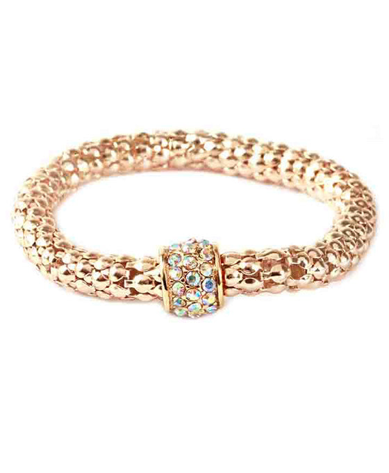 Metal Pave Aluminum Coating Elastic Bracelet