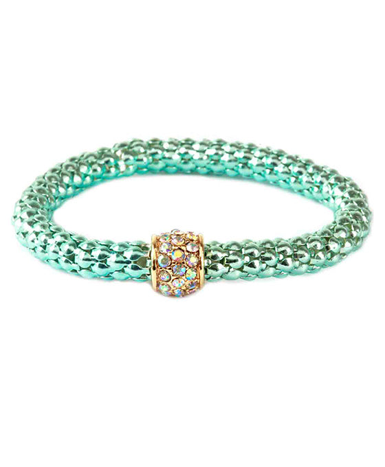 Metal Pave Aluminum Coating Elastic Bracelet