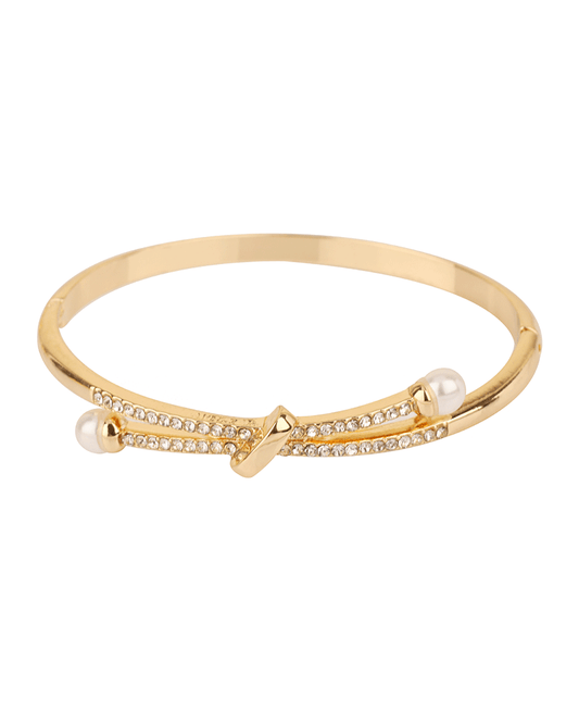Rhinestone & Pearl Metal Bracelet