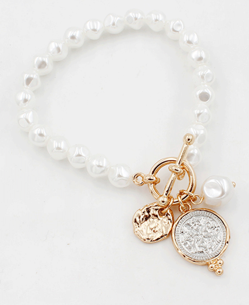 Coin Charms Pearl Bracelet