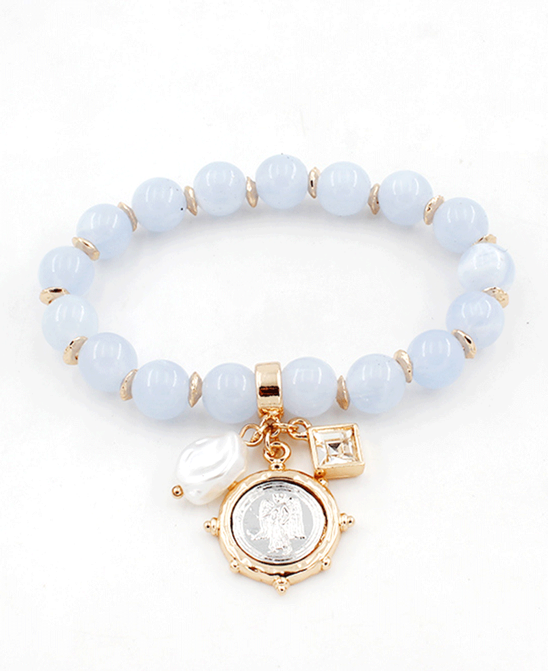Multi Charms Stone Stretch Bracelet