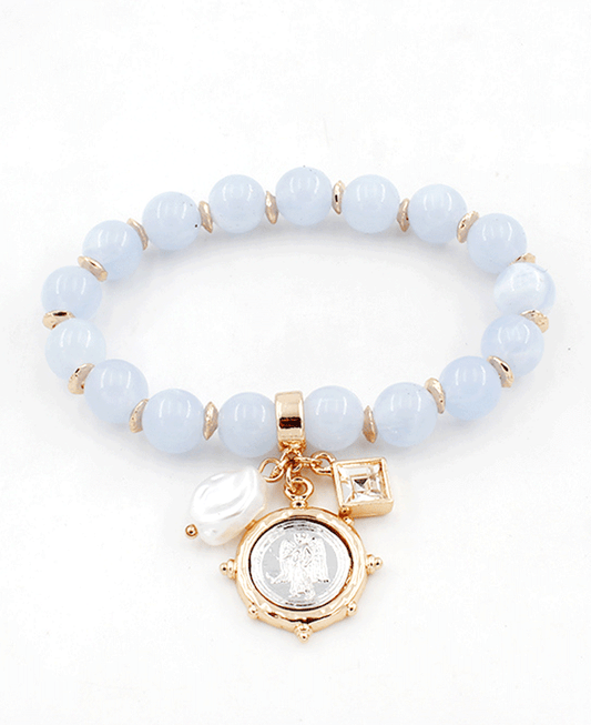 Multi Charms Stone Stretch Bracelet