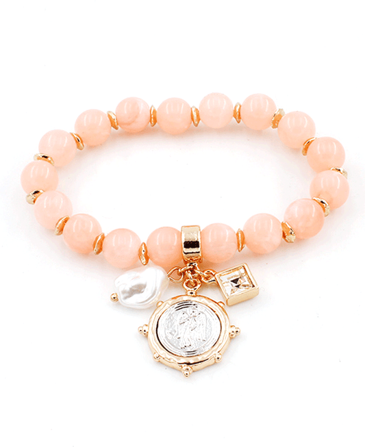 Multi Charms Stone Stretch Bracelet