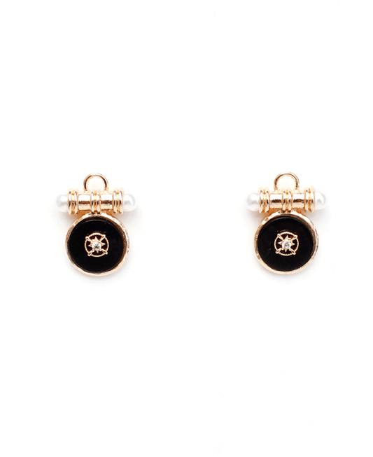 Round Disc Enamel Starburst Earring