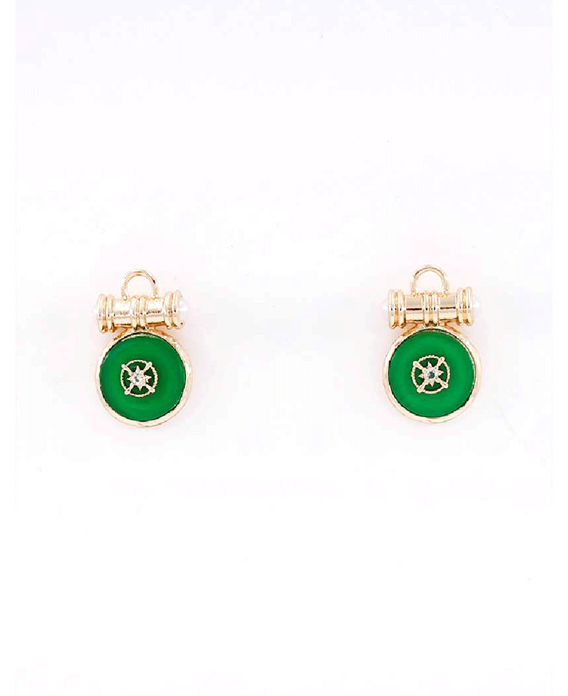 Round Disc Enamel Starburst Earring
