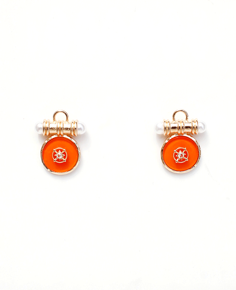 Round Disc Enamel Starburst Earring