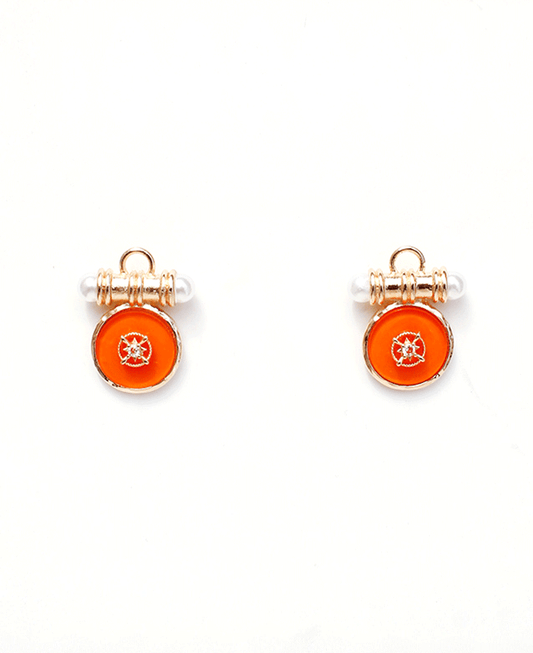 Round Disc Enamel Starburst Earring