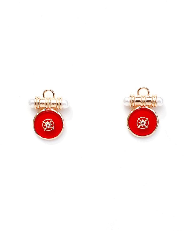 Round Disc Enamel Starburst Earring