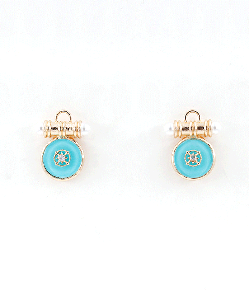 Round Disc Enamel Starburst Earring