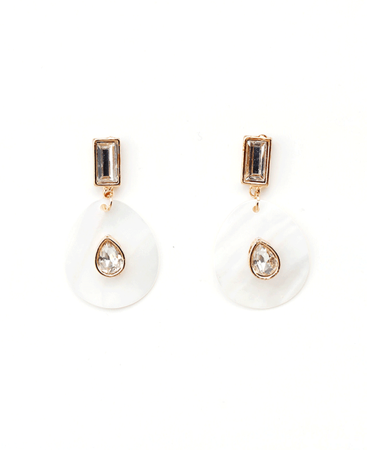Baguette Crystal & MOP w/ Teardrop Stone Earring