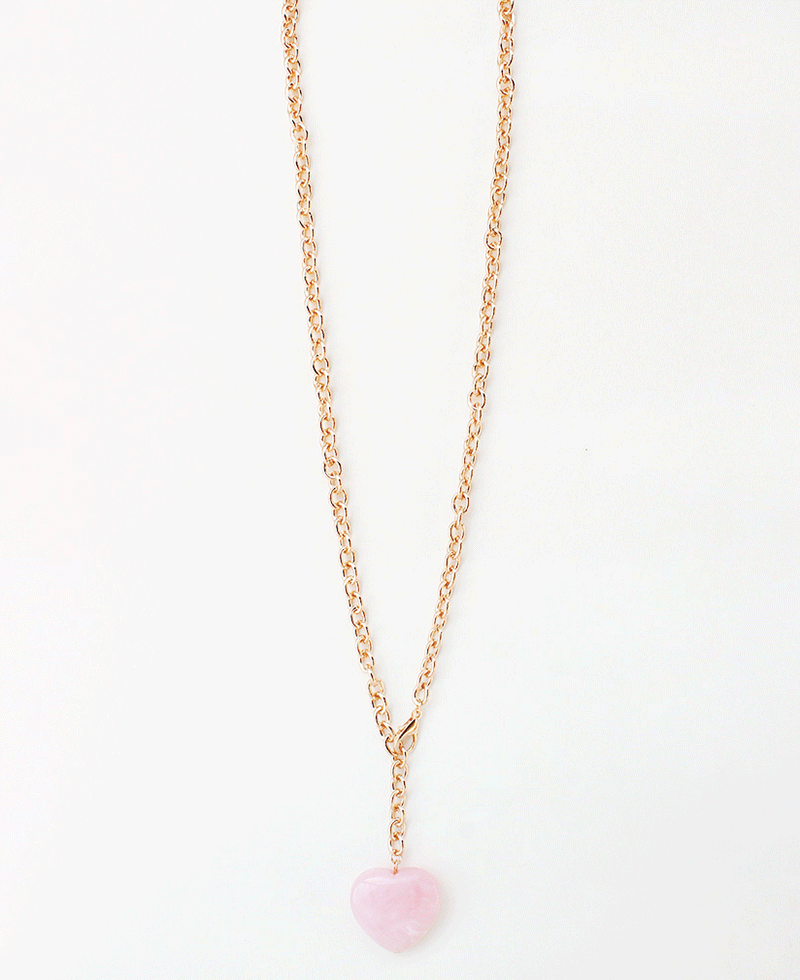 Heart Shape Stone Pendant Chain Necklace