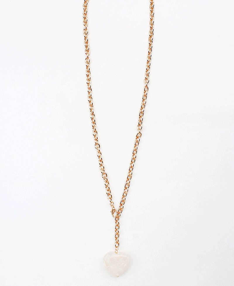 Heart Shape Stone Pendant Chain Necklace
