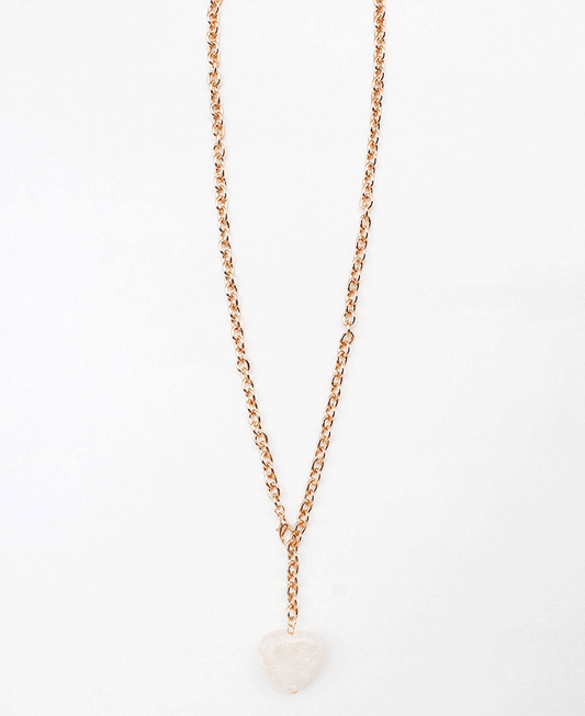 Heart Shape Stone Pendant Chain Necklace
