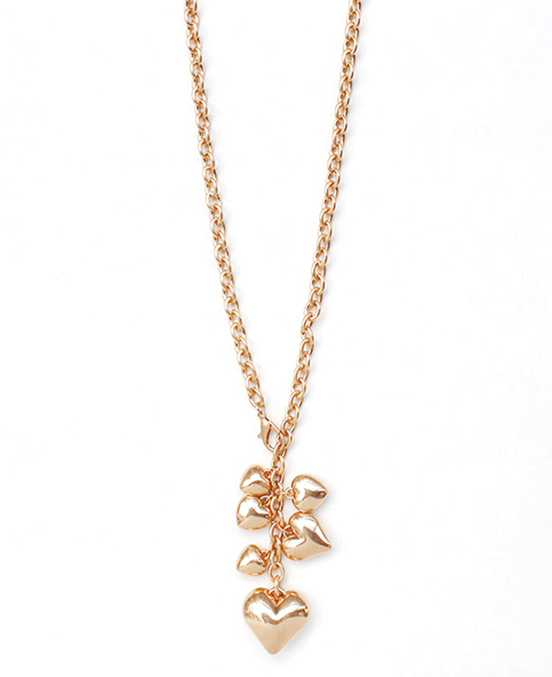 Multi Heart Pendant Chain Long Necklace