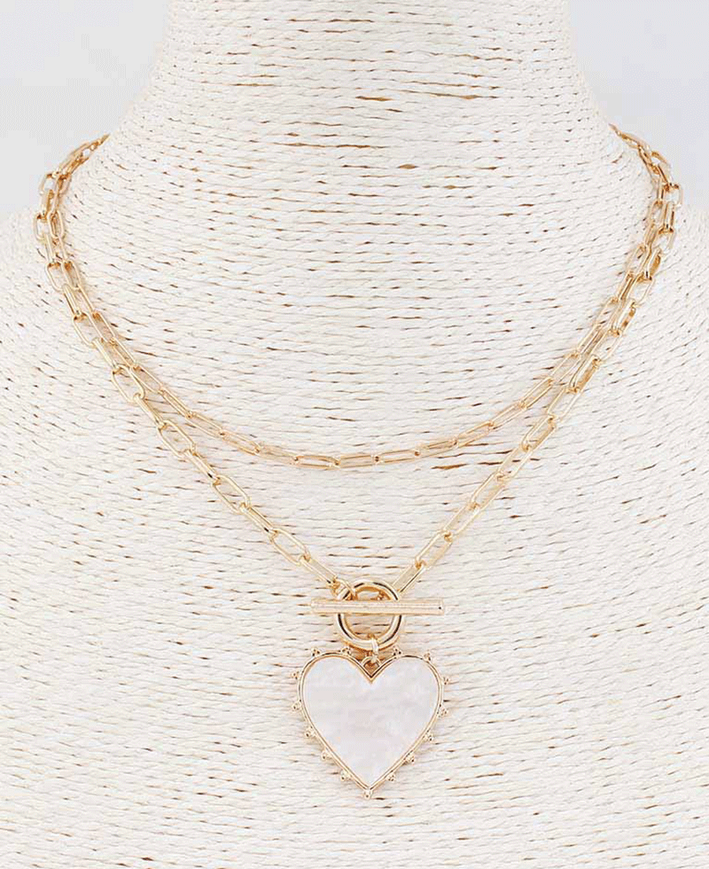 Heart Pendant Layered Chain Necklace