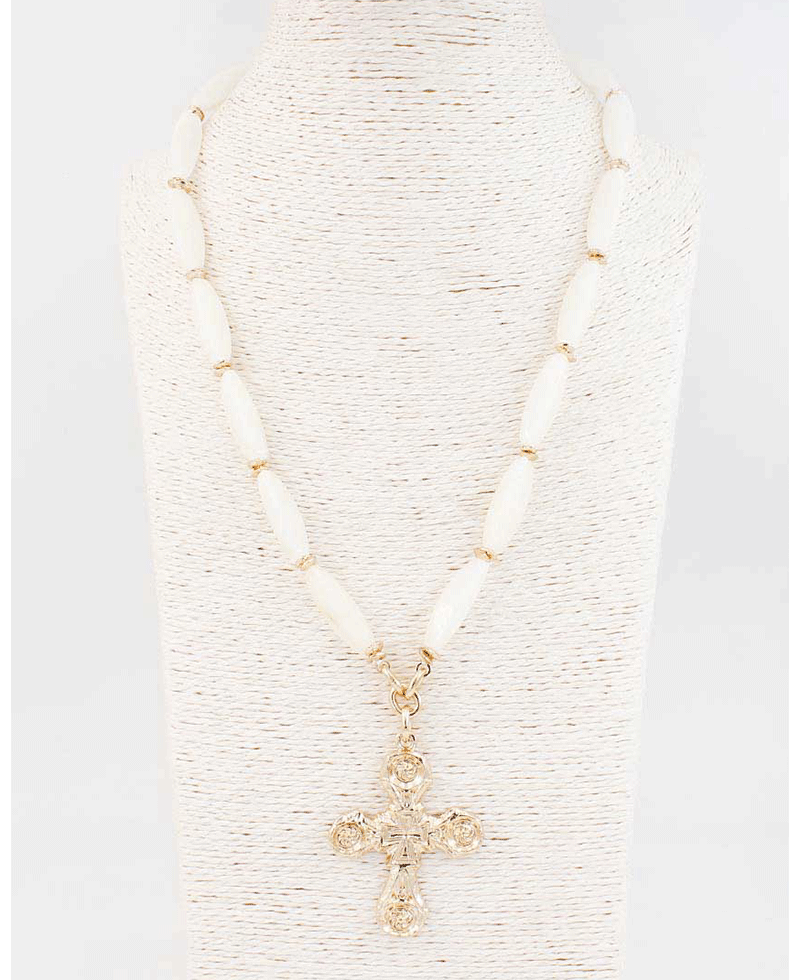 Cross Pendant Beaded Necklace