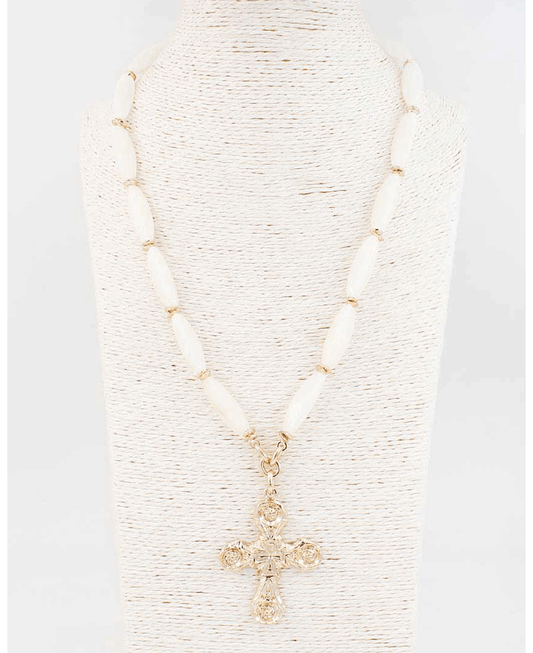 Cross Pendant Beaded Necklace