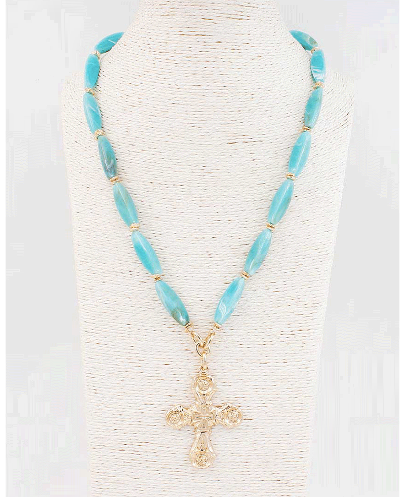Cross Pendant Beaded Necklace
