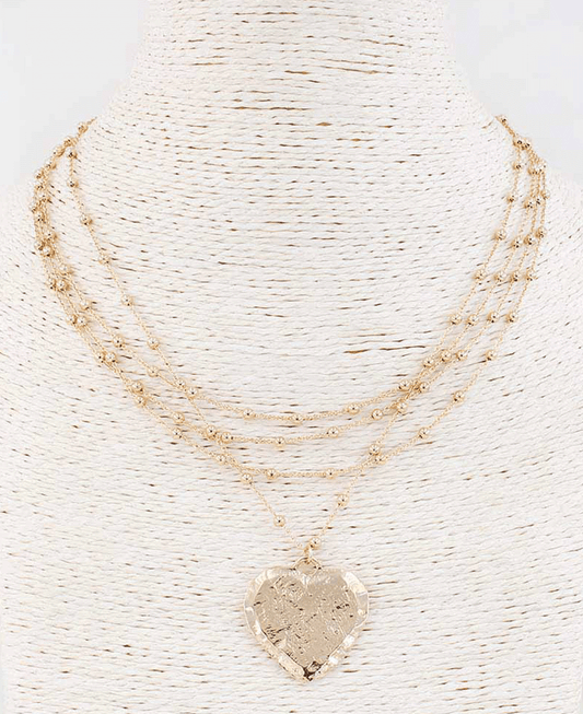 Multi Strand Heart Shape Pendant Necklace