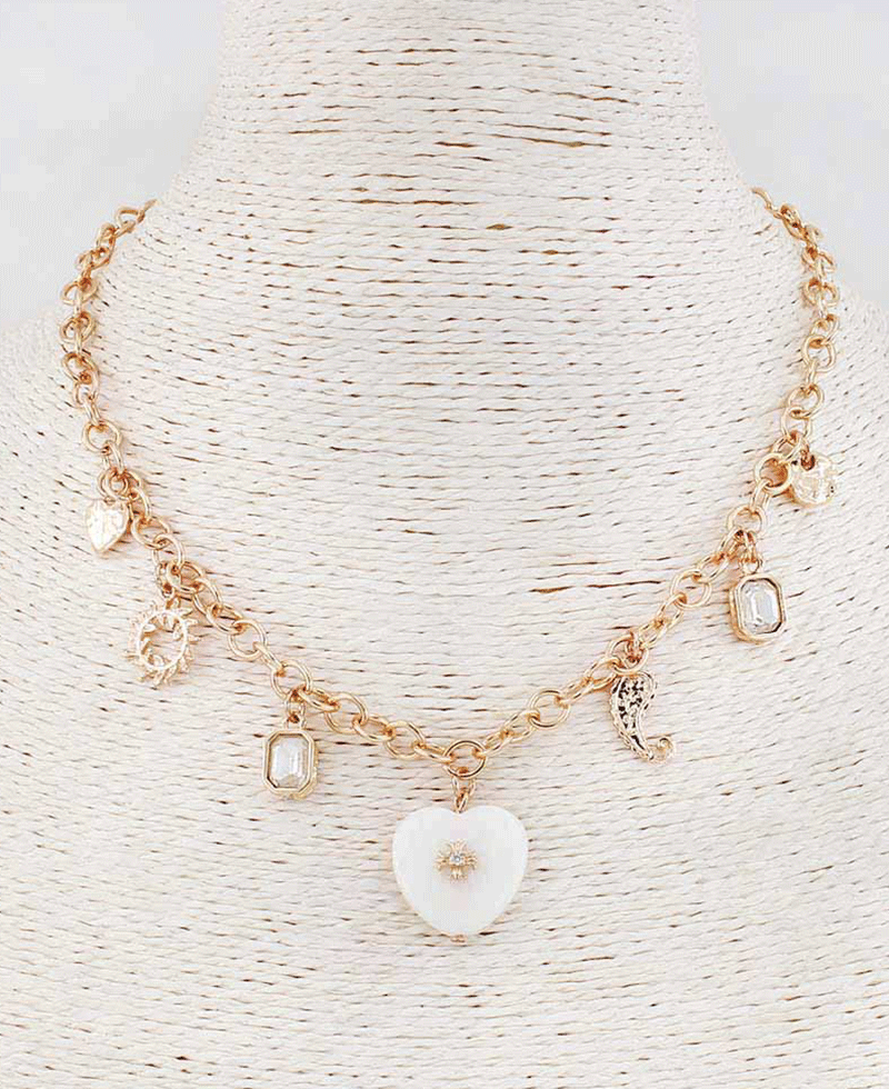 Heart w/ Charms Chain Necklace