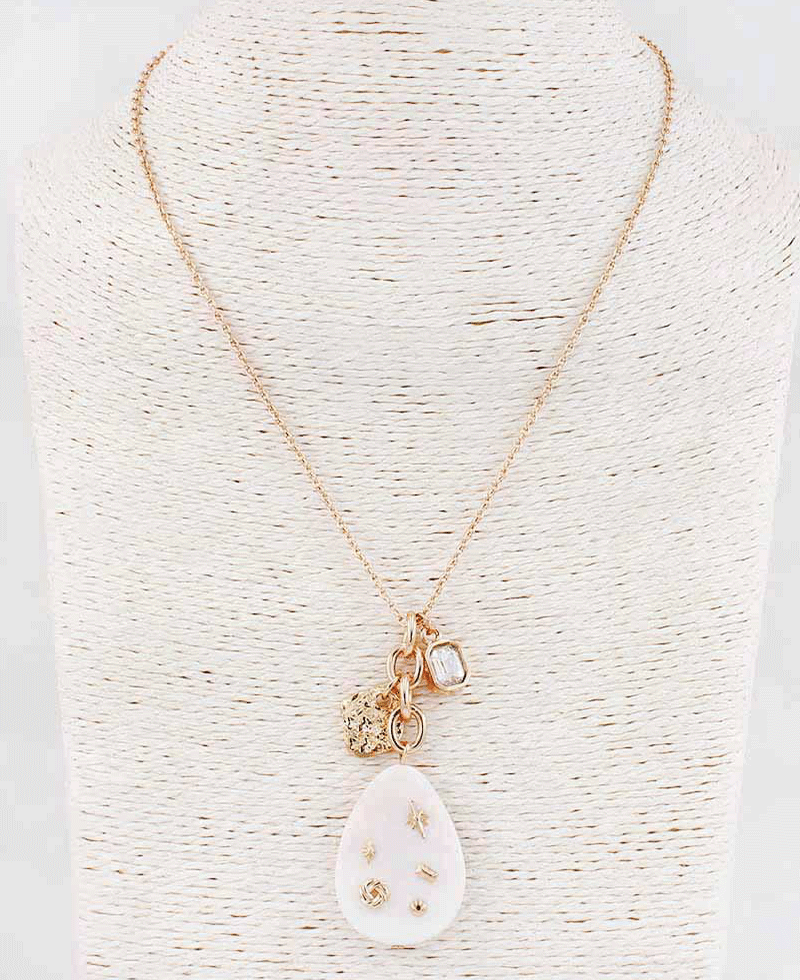 Teardrop w/ Charms Chain Necklace