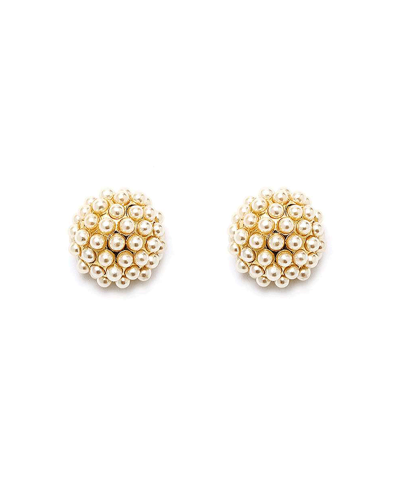 Noblesse Pearl Pave Half Ball Earring