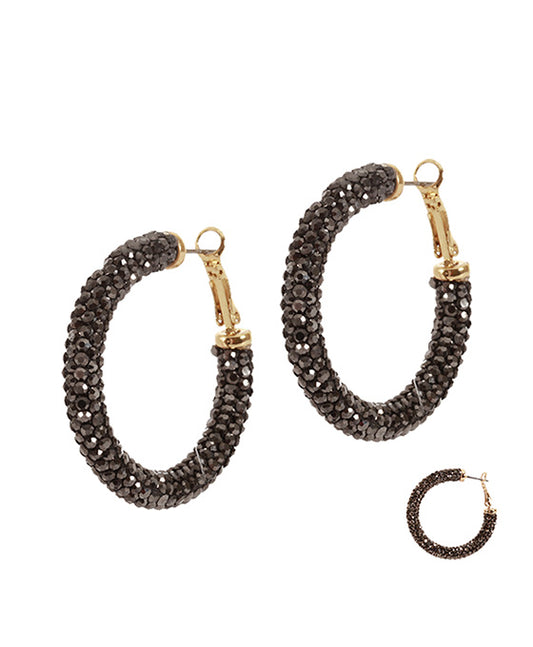 30mm Rhinestone Hoop Earring