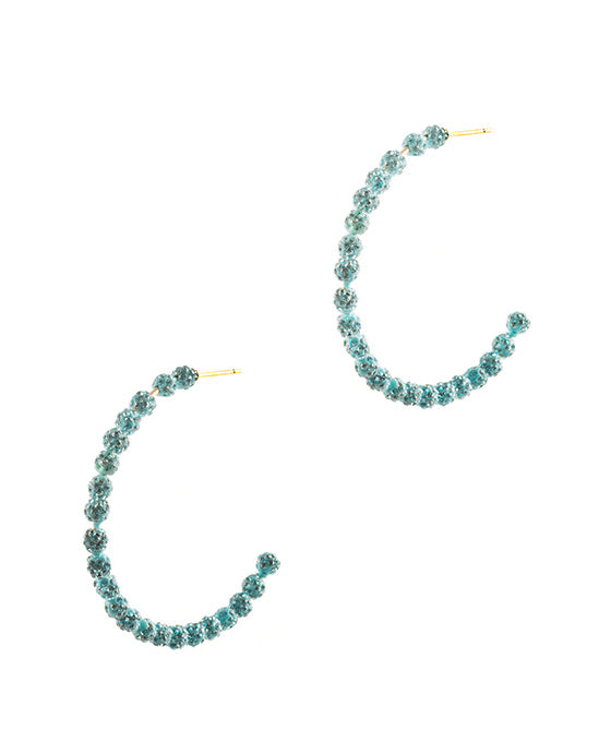 50mm Rhinestone Pave Ball Hoop Earring