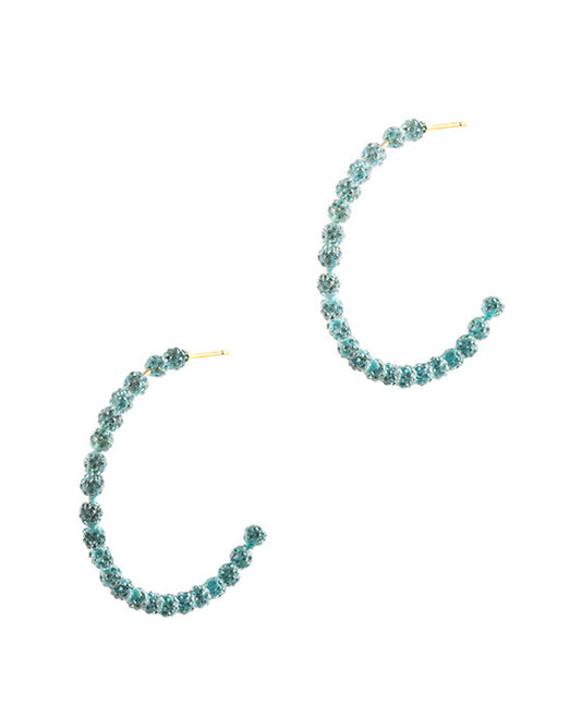 50mm Rhinestone Pave Ball Hoop Earring